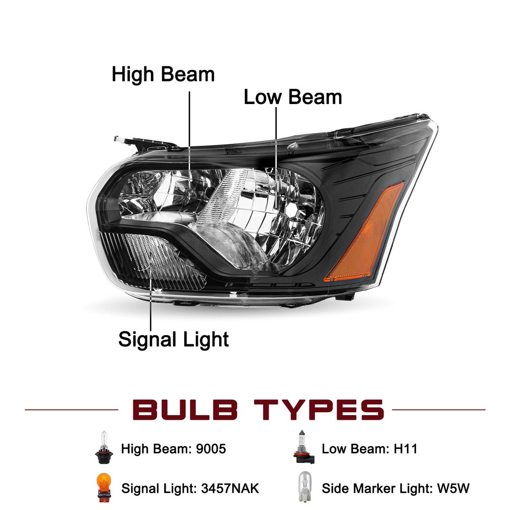 For 2015-2023 Ford Transit Headlight Assembly Black Driver&Passenger Side Pair