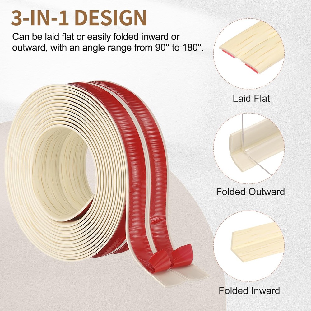 2.4 in x 9.8 ft Wall Corner Protector, Adhesive Wall Corner Guard Edge Protec...