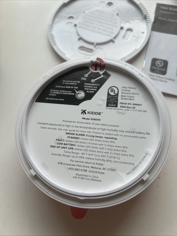 Kidde Smoke Detector, 10-Year Battery Powered, LED Warning Light Indicators