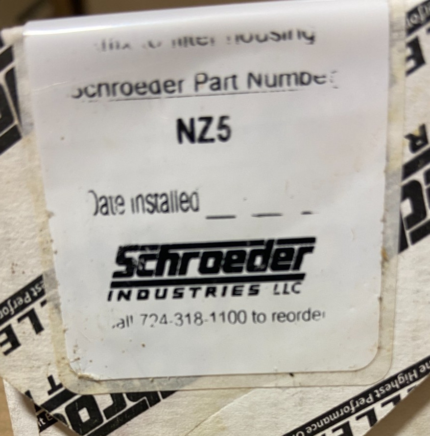 Schroeder NZ5 Replacement Hydraulic Filter Element