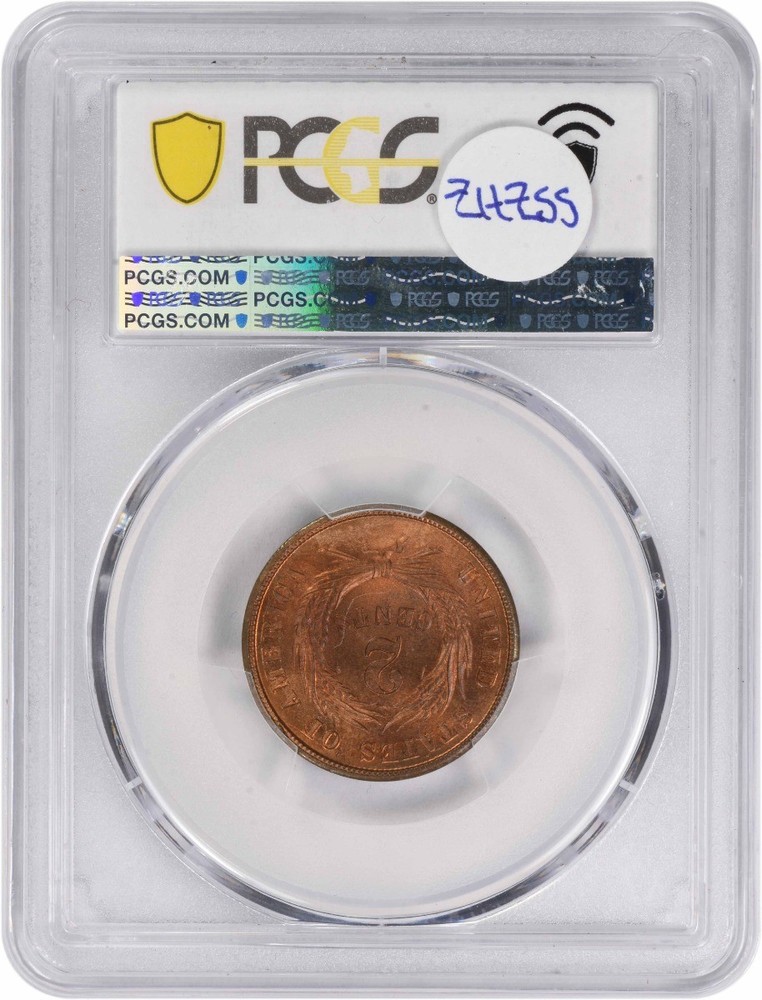1864 Two Cent Piece Large Motto MS66RD PCGS