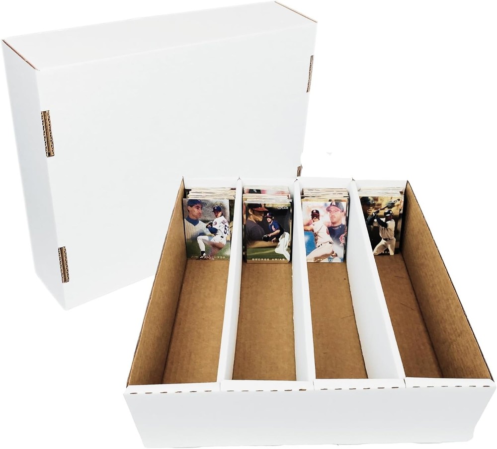 Baseball Card Storage Box - 4 Row Organizer - Protective Lid