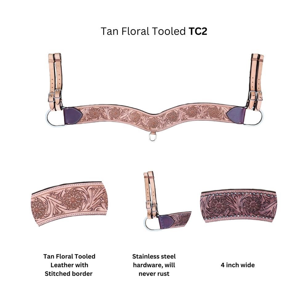 Tan Floral Tooled Tripping Collars | 28inch - 36inch