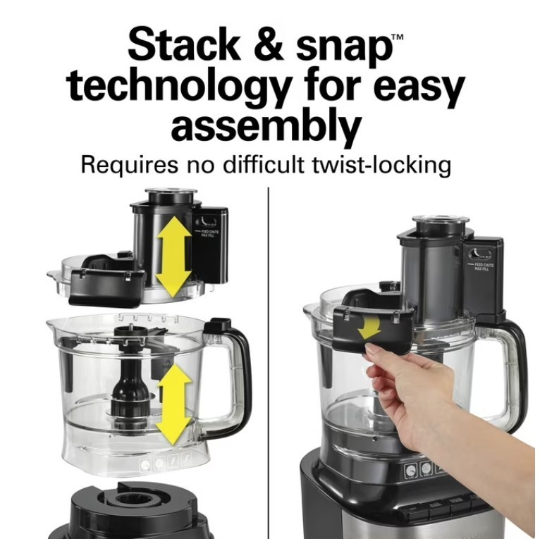 Hamilton Beach 10 Cup Stack And Snap Food Processor With Bowl Scraper Black New