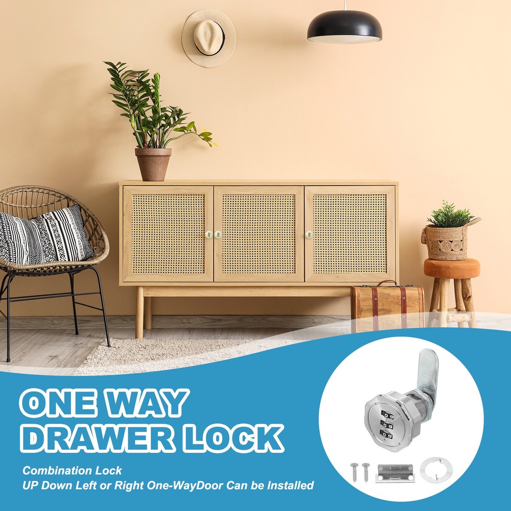 2Pcs 1" Combination Cabinet Cam Lock Cylinder Password Coded Lock Silver