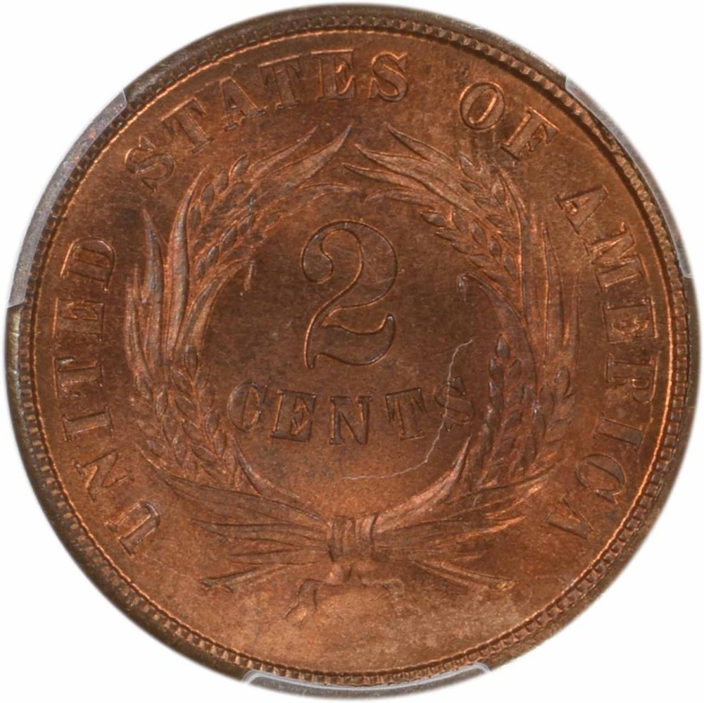 1864 Two Cent Piece Large Motto MS66RD PCGS