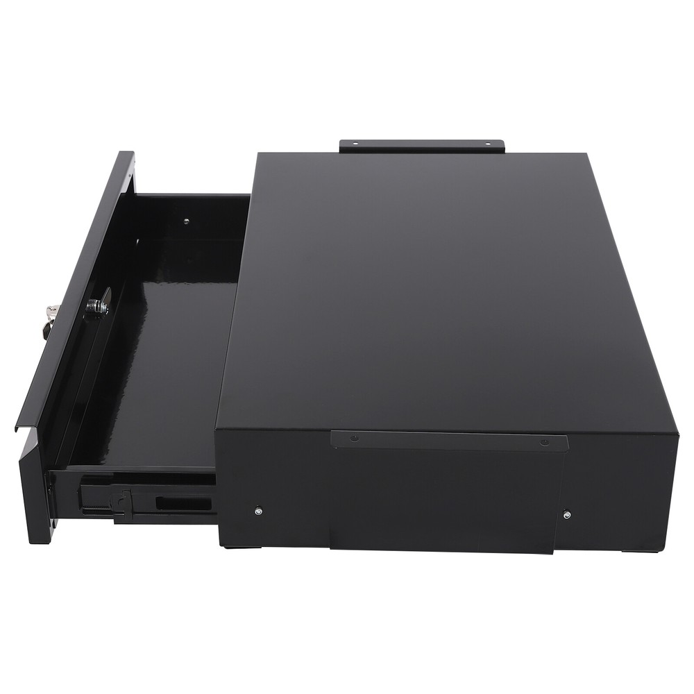 Sliding Pull-Out Drawer Under Desk Organizer with Lock for Office - Black