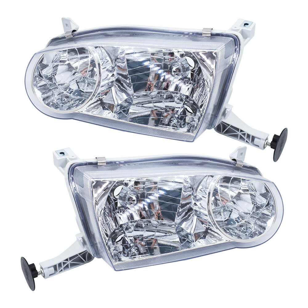 Left + Right Side Headlights For Toyota Corolla 2001-2002 Chrome Clear Halogen