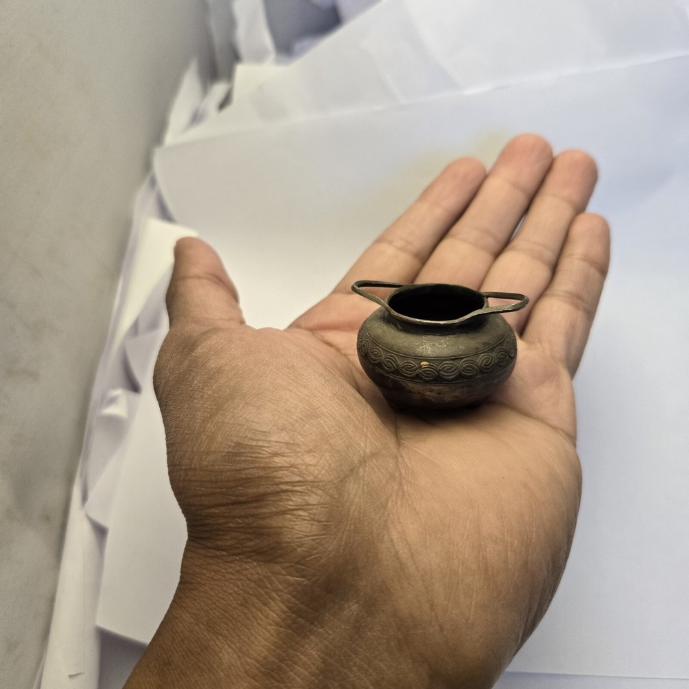 Antique Vintage Artisan Miniature Silver CAULDRON