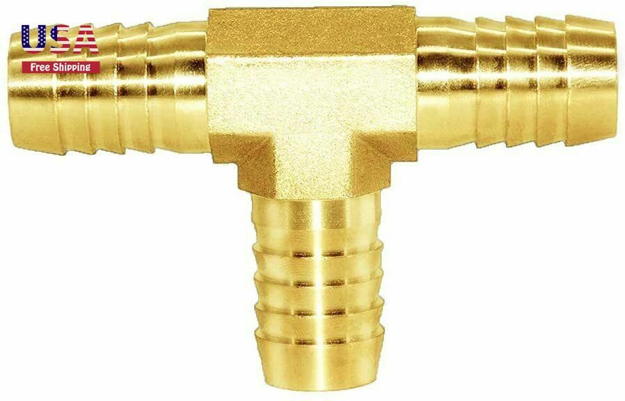 5/8"ID Hose Barb Tee 3 Way Updated QualityUnion Fitting Intersection/Split Brass
