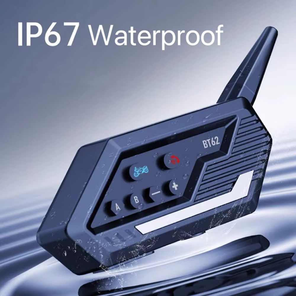 Motorcycle Helmet Bluetooth Intercom 800m Range IP67 Waterproof Call Mic