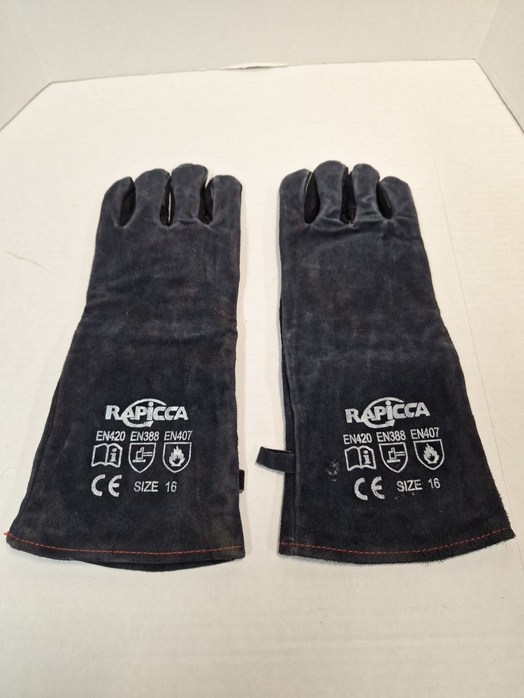 Rapicca Leather Gloves, Mens Size 16 Welding, Workwear, Dark Grey
