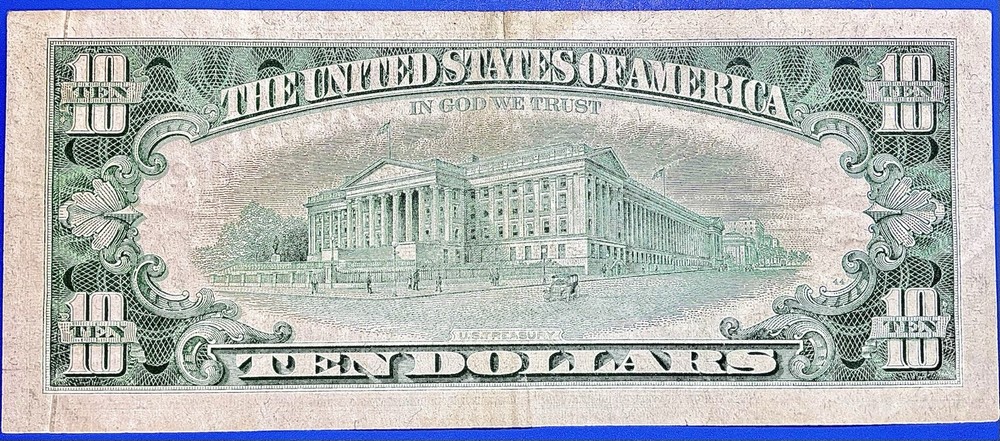 ERROR ✦ 1963B $10 Federal Reserve Note ✦ Gutter Fold Over Error Note, Very Rare!