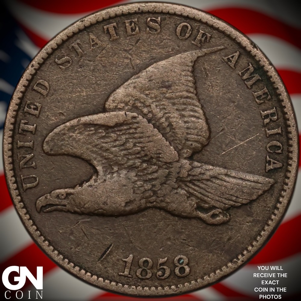1858 SMALL LETTERS Flying Eagle Cent Penny A0478