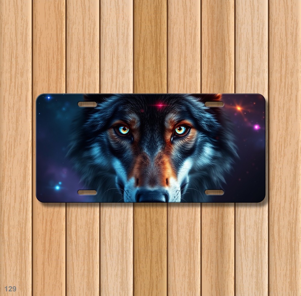 Realistic Wolf License Plate Customizable Auto Tag Anniversary Gift