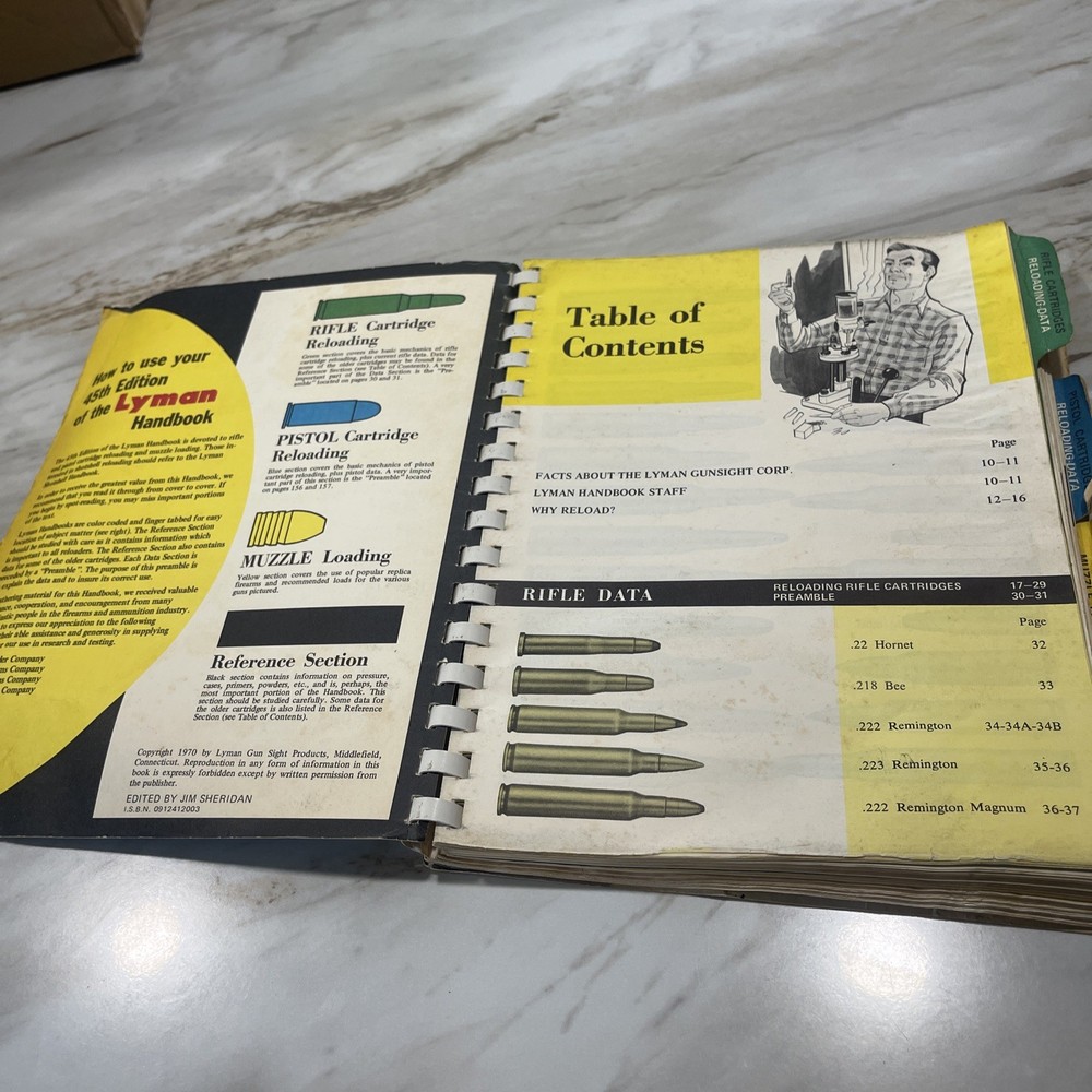 1970 Lyman Reloading Handbook 45th Edition Rifle Pistol and Muzzle Loading