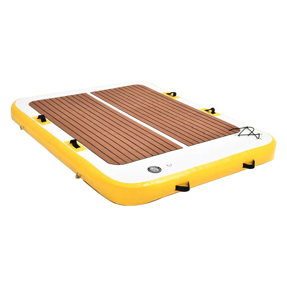 Lightweight Inflatable Floating Dock Platform 10x10 ft Anti Slip PVC with D-Ring