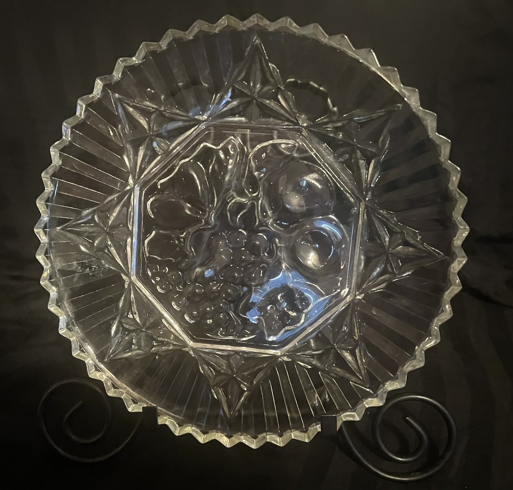 Clear Glass Platter Veg Pattern