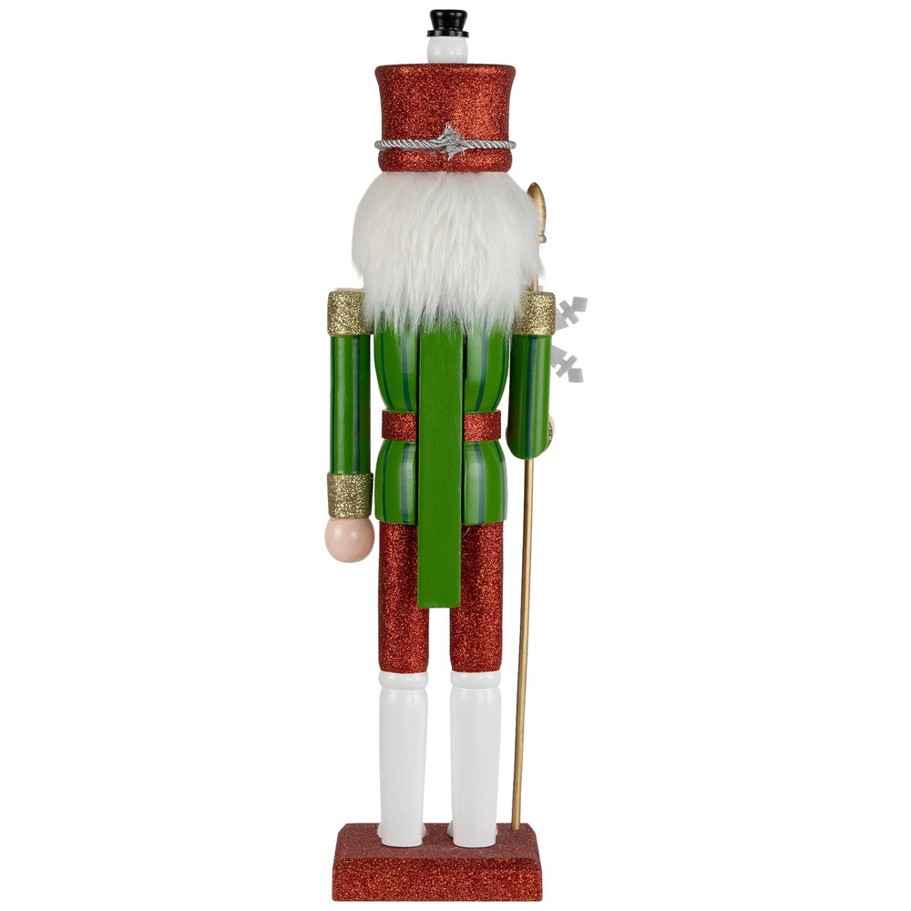 Northlight Glittered Nutcracker with Scepter Christmas Figure - 15" - Red and