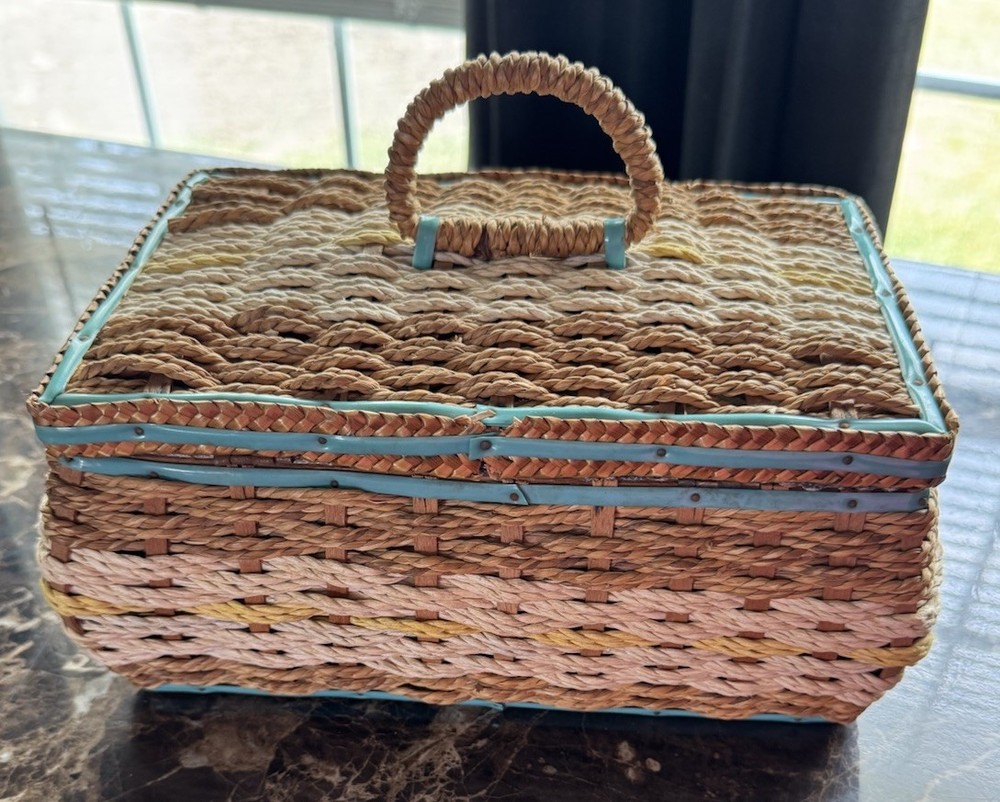 Antique Vintage Sewing Basket Box
