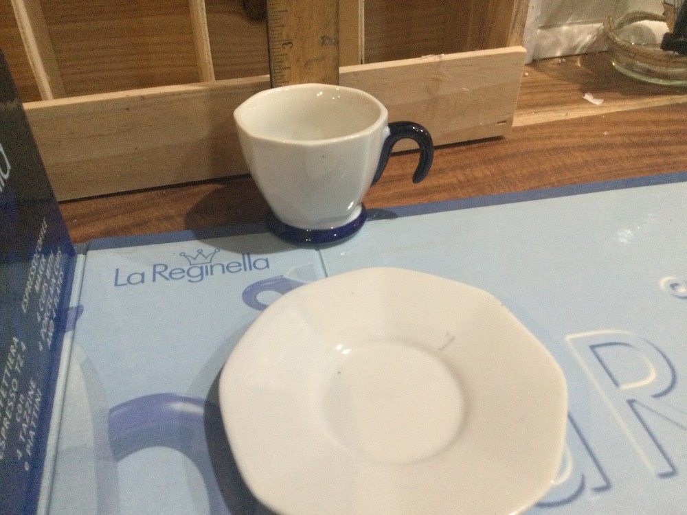 White Blue ItalY La Reginella Stovetop Espresso Coffee Inoxpran tz4 +cup +sauce