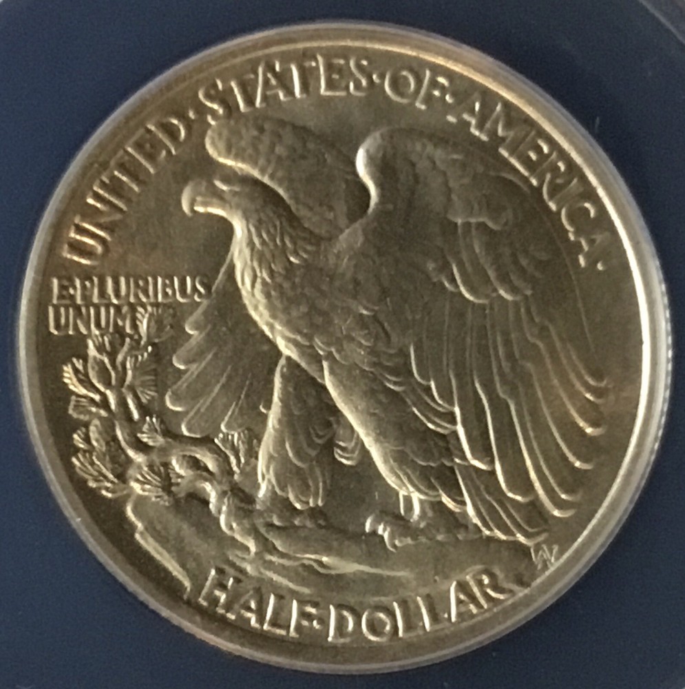 1937 50c Walking Liberty Silver Half Dollar - ANACS MS 63