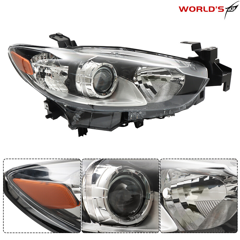 Right+Left Headlight For Mazda 6 2014 15 16 2017 Black Housing Projector Halogen