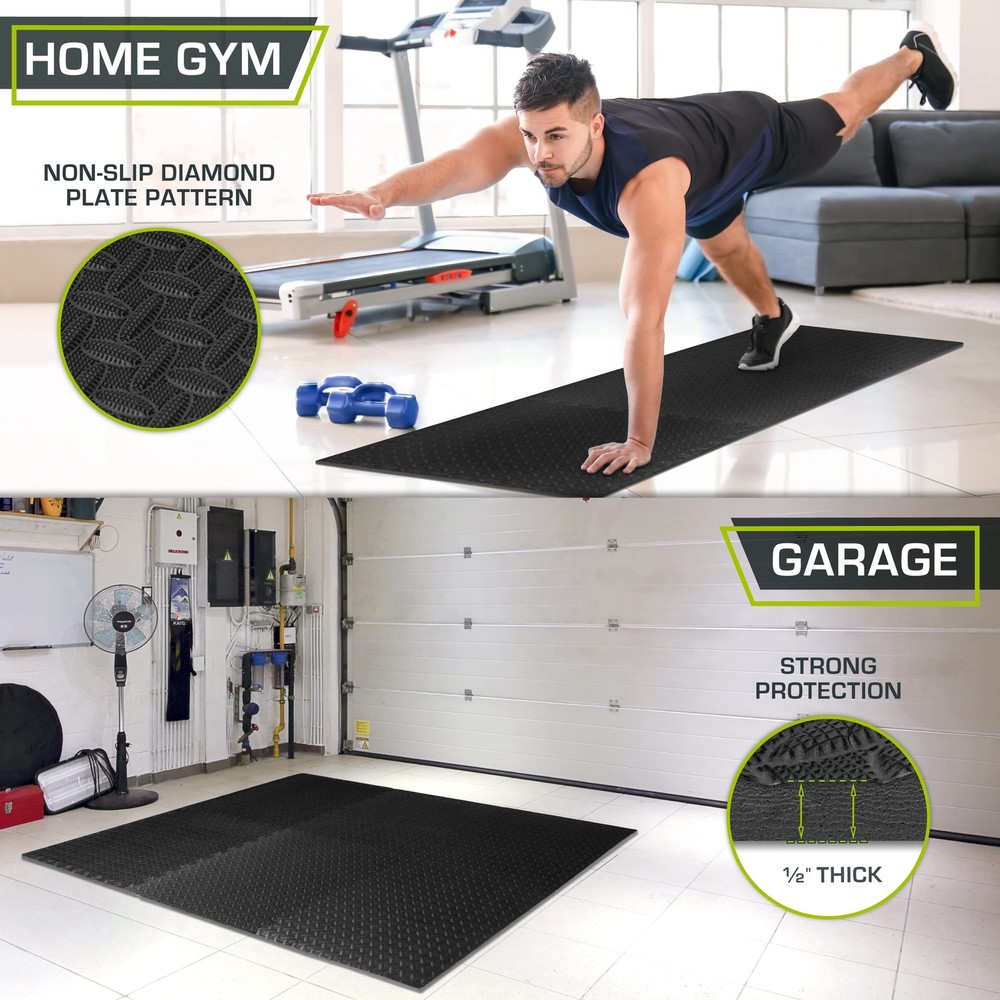 ProsourceFit Puzzle Exercise Mat ½”, EVA Interlocking Foam Floor Tiles for Ho...