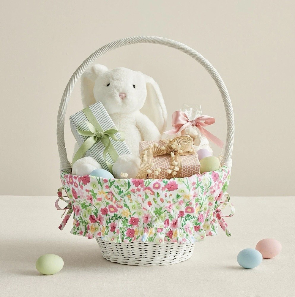 Floral Ruffle Cotton Easter Basket Liner