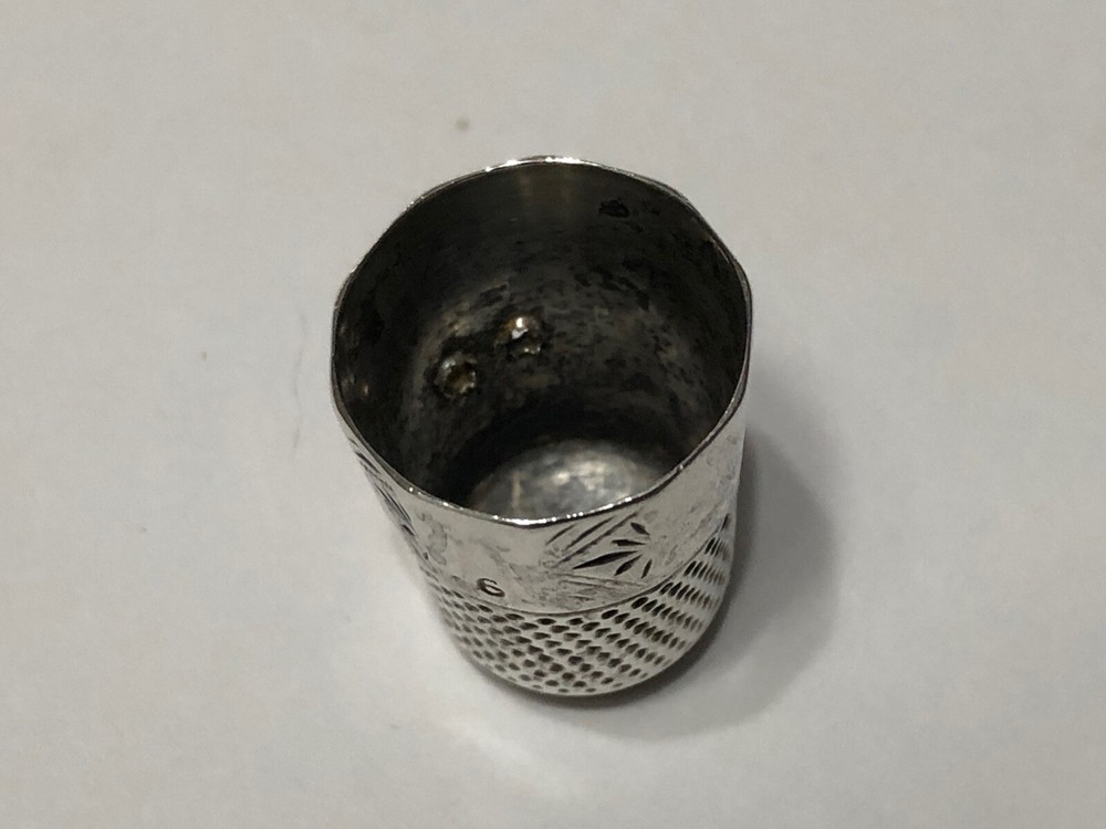 Antique Sterling Silver Thimble Panel Band