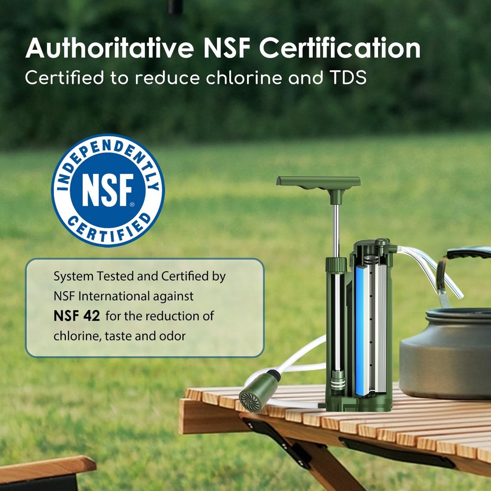 Water Hand Purifier Pump with Replaceable Carbon 0.01 Micron Water Filter, 4 ...