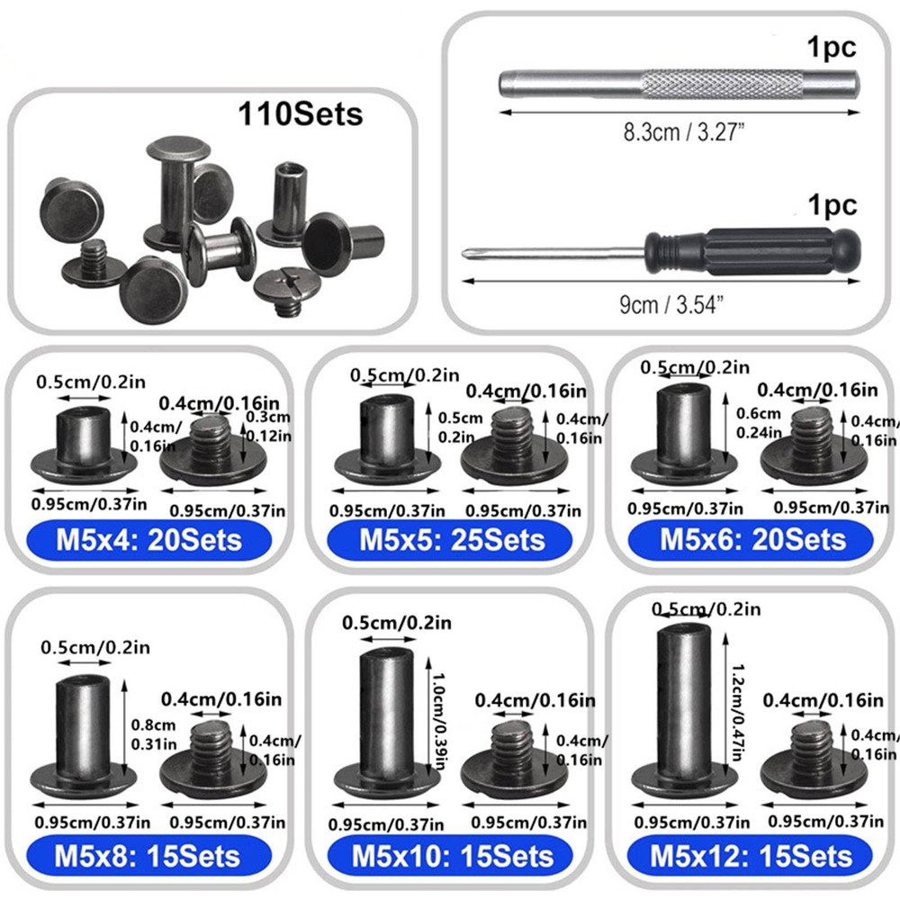 For DIY Leather Working 6 sizes Chicago Screws Leather Working Rivet Kit