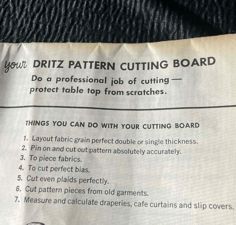 Instructions ONLY Dritz Pattern Cutting Board 1960s Vintage Advertising Dritz