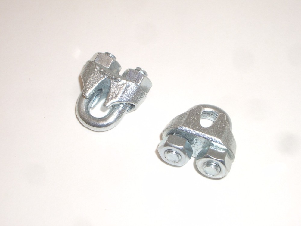 NET ELECTRONICS 3/16" GALVANIZED STEEL ANTENNA GUY WIRE CABLE CLAMP SET OF 2