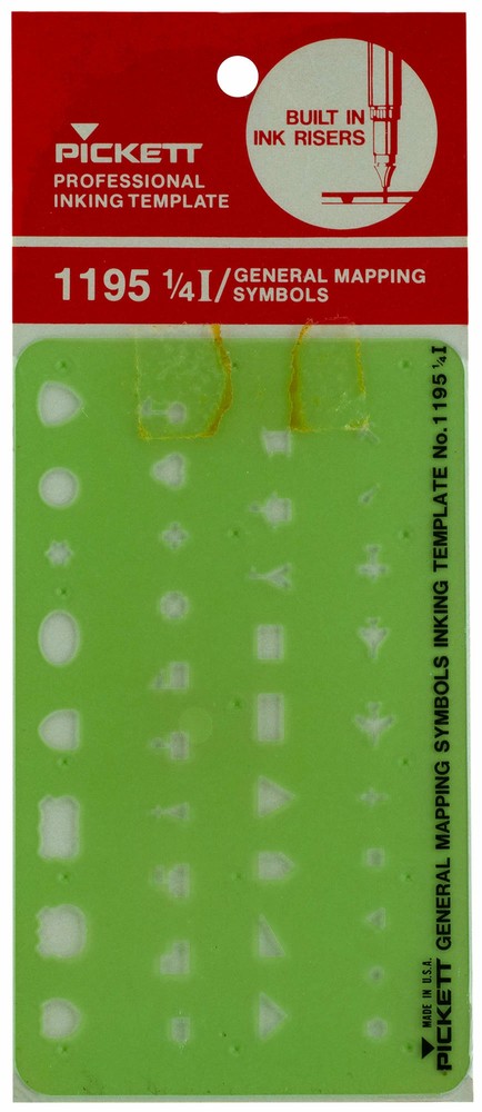 Pickett Professional Inking Template General Mapping Symbols 1/4" Scaled