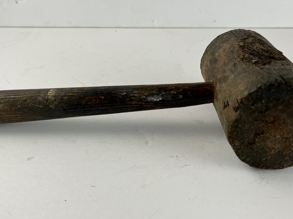 Antique Wood Handle Mallet Handle Primitive 5 x 10"