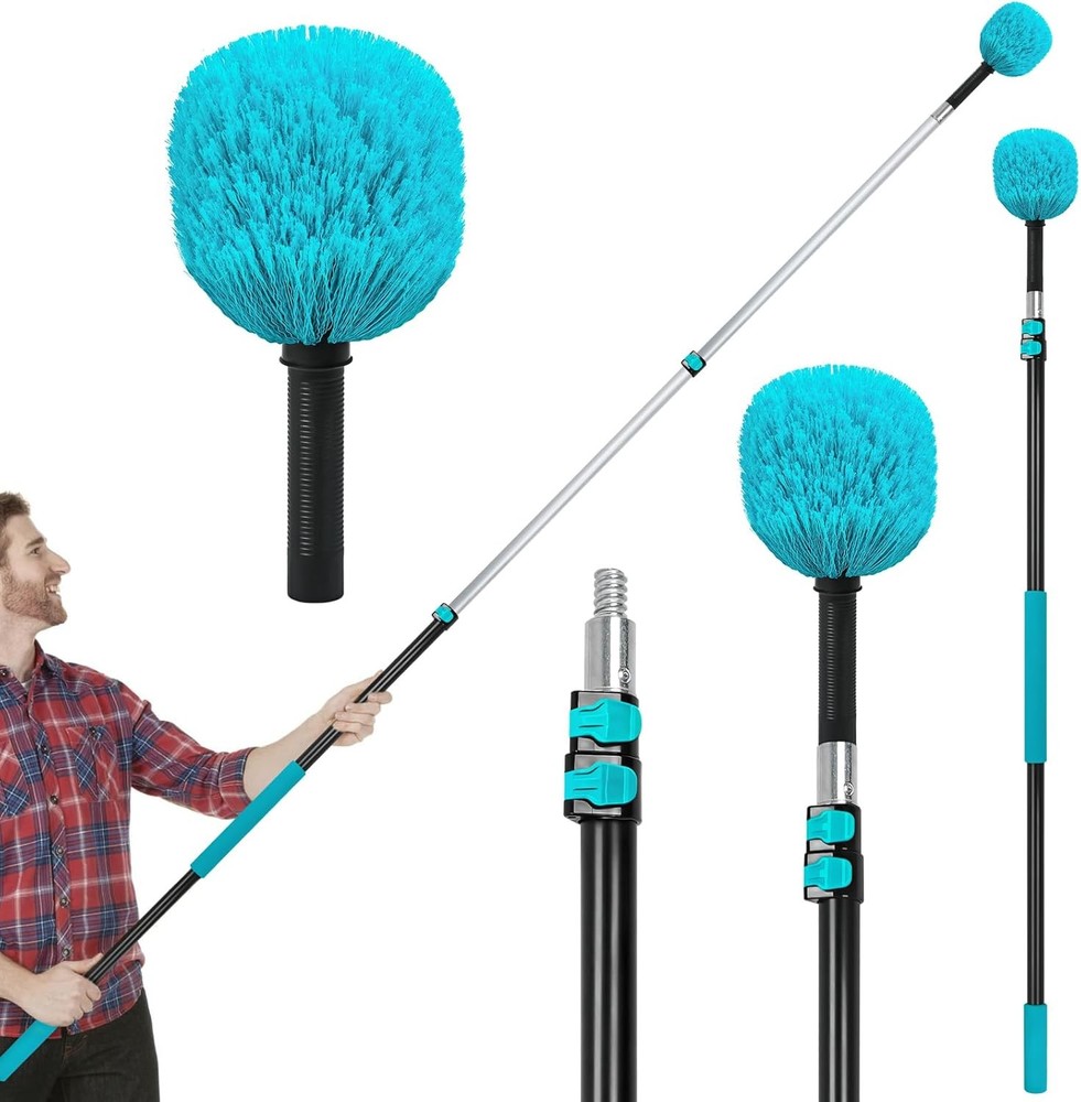 Mavriz 5-12 FT Spider Web Brush with Pole, Cobweb Duster with Extension Pole for