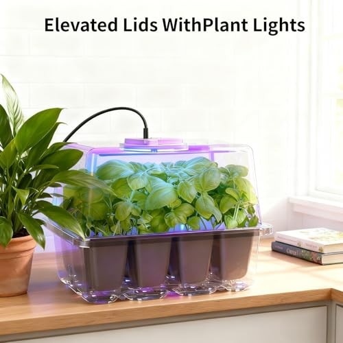 Seed Starter Kit with Grow Light, 4 Pack,12 Full Spectrum Led Beads for Seed