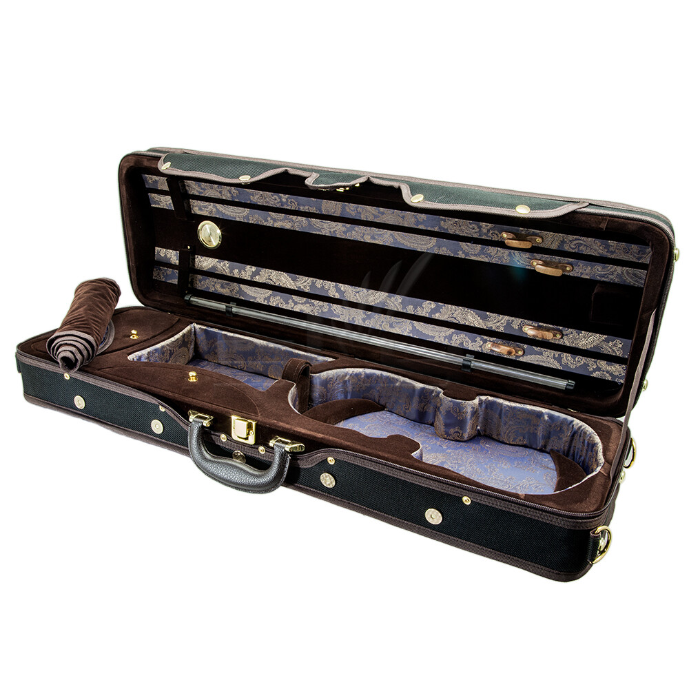 Professional Violin Oblong Rectangular Case 4/4 Size 4 Bow Holders 4/4 Full Size