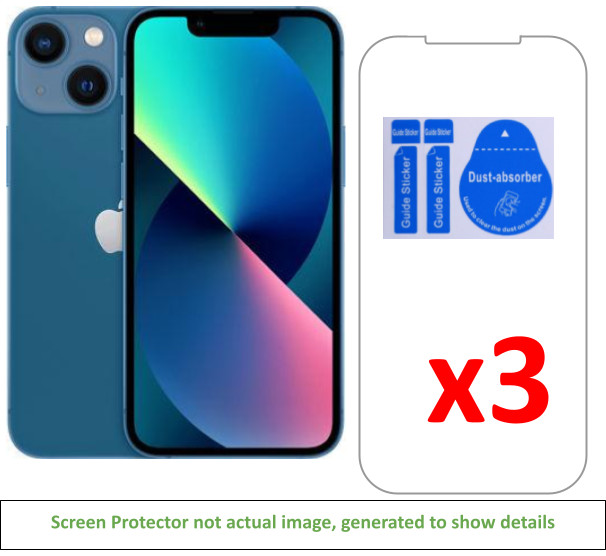 3x iPhone 13 Mini Screen Protector w/ cloth and installation stickers