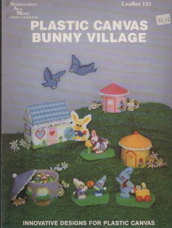 OOP!!! PLASTIC CANVAS BUNNY VILLAGE SUPER CUTE MUST SEE!!