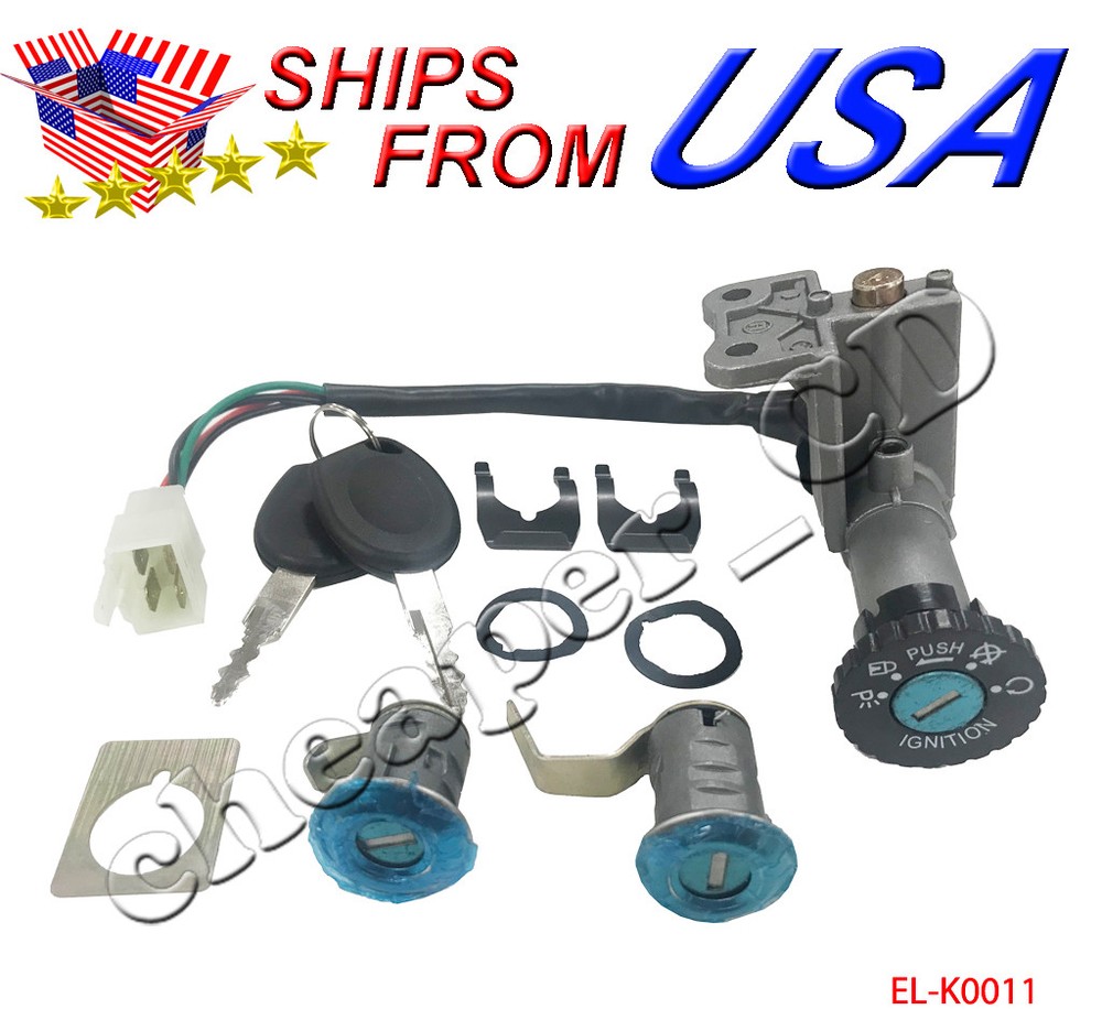 4 Wire Key Ignition Switch Set Scooter Moped 49cc 50cc 110cc 150cc 250cc