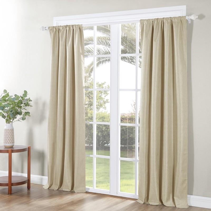 Textured 100% Blackout Indoor Curtains 2 Pack Pan