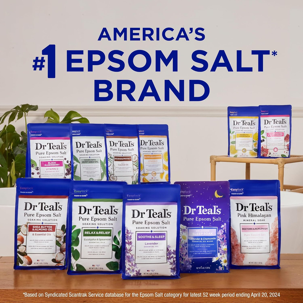 Dr Teal's Epsom Salt Soaking Solution, Soothe & Sleep, Lavender, 3lbs