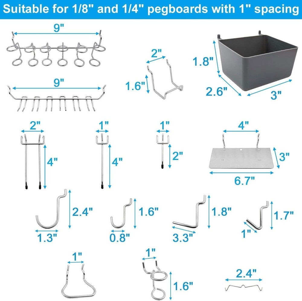 Efficient Tool Organization: 140-Piece Peg Hook Set with Bins and Hooks