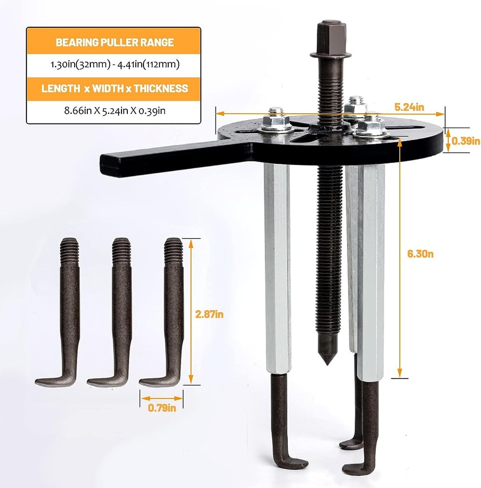21PCS Bearing Disassembly Puller Inner Hole Puller Removal Tool 3 Jaw Puller Set