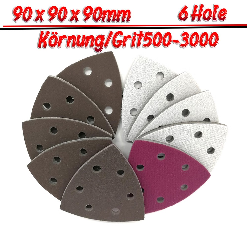 Mouse Sanding Sheets Mouse Palm Sander Sandpaper 6 Hole Triangle Sandpaper 90mm