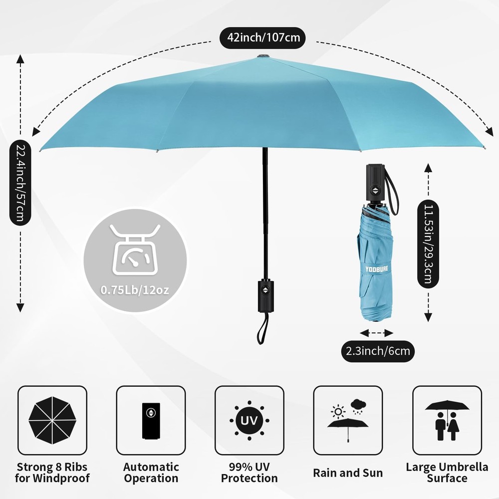 Travel Umbrella Windproof Compact Automatic Wind Resistant Folding Lightweight