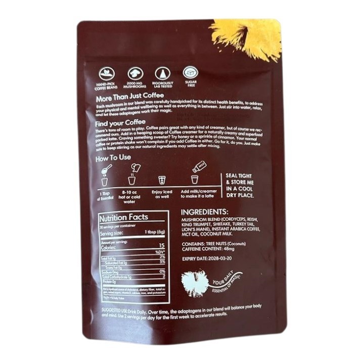 SUPERGOOD Essential Mushroom Coffee – 30 Servings, Adaptogen Blend