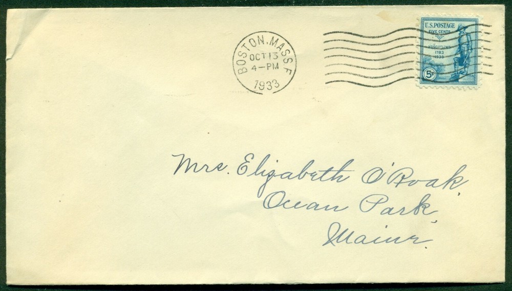 SCOTT # 734 FDC, NO CACHET, SCRIPT ADDRESS, BOSTON, MA, GREAT PRICE!
